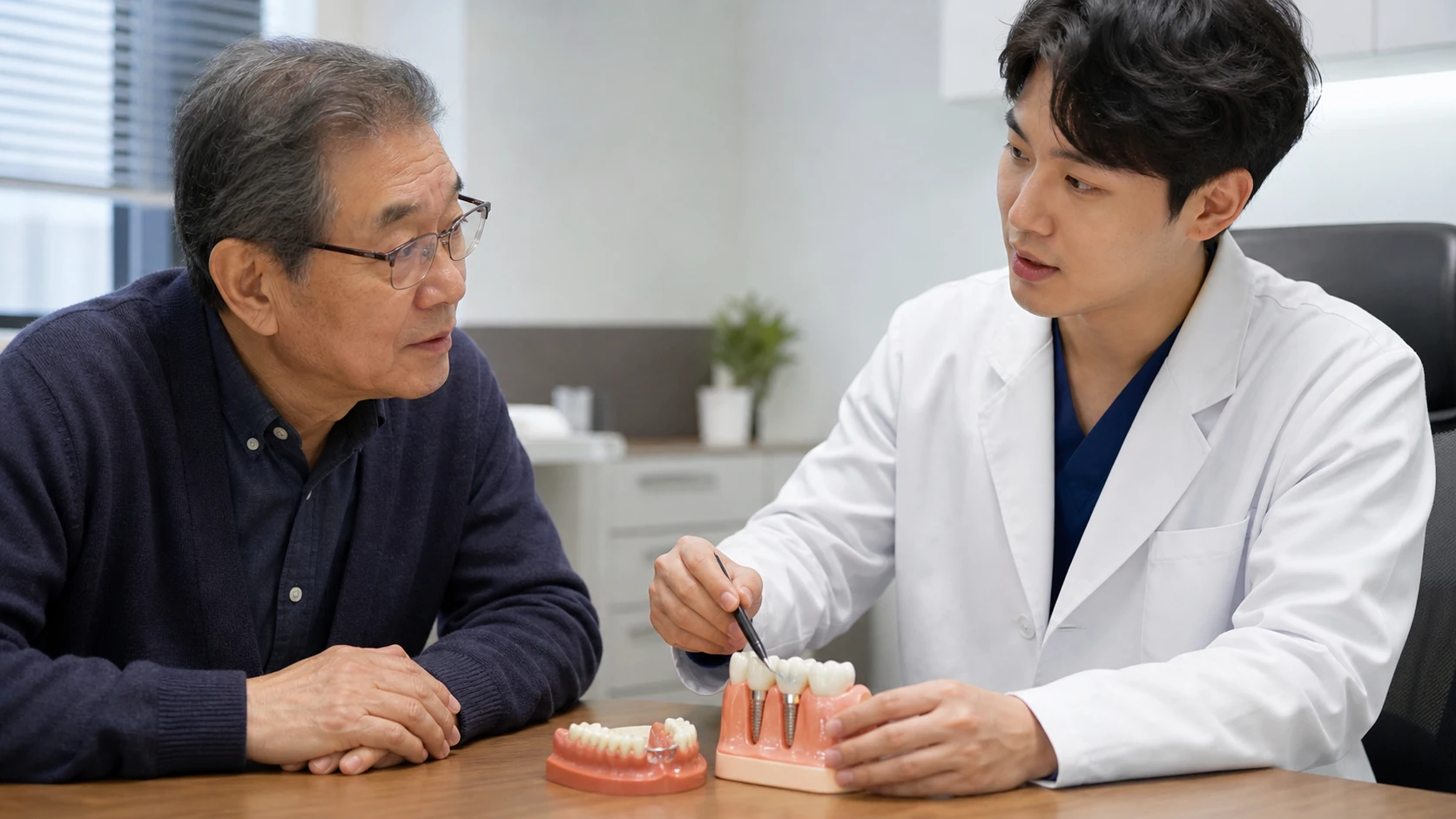 앞니 임플란트 견적 비교 상담 정보를 확인하는 모습
